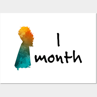 1 Month Age Card Princess Inspired Silhouette Posters and Art